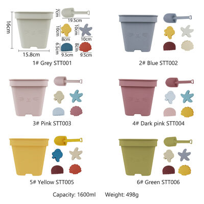 Customized Baby Silicone Sand Bucket Set | 6-Piece Beach Toy Kit with Molds & Shovel | BPA-Free Soft Silicone for Toddler Summer Outdoor Play | OEM ODM